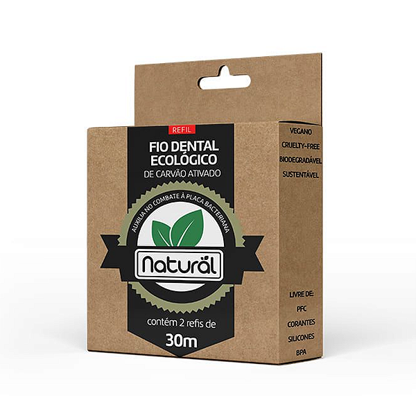Refil de fio dental ecológico com Carvão Ativado (Contém 2 Refis de 30m) - Orgãnico Natural