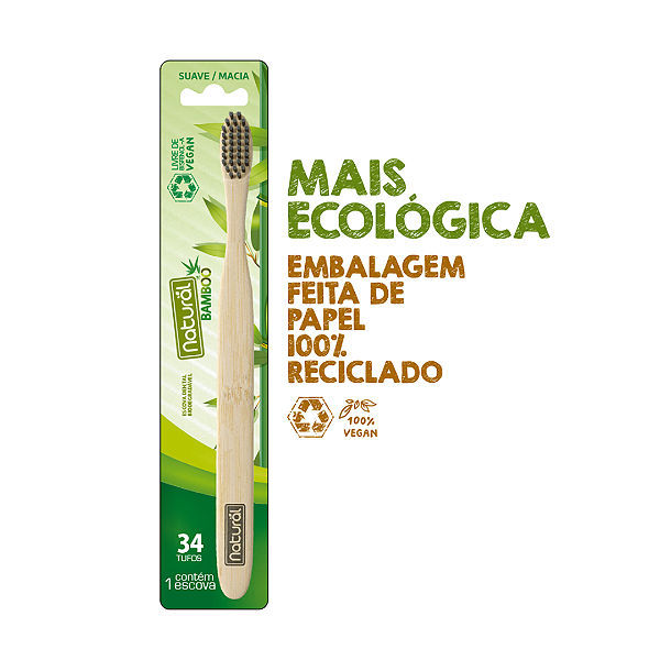 Escova dental natural bambu macia - Orgânico Natural