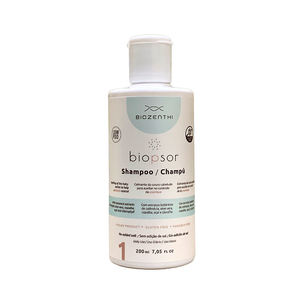 Shampoo calmante do couro cabeludo com psoríase e sensível 200ml - Biozenthi