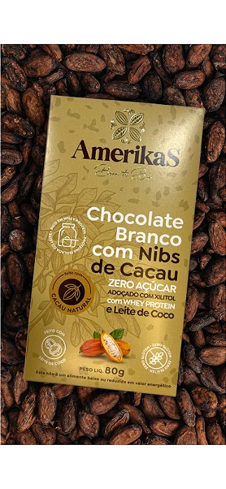 Barra de Chocolate Branco com Nibs de cacau 80g