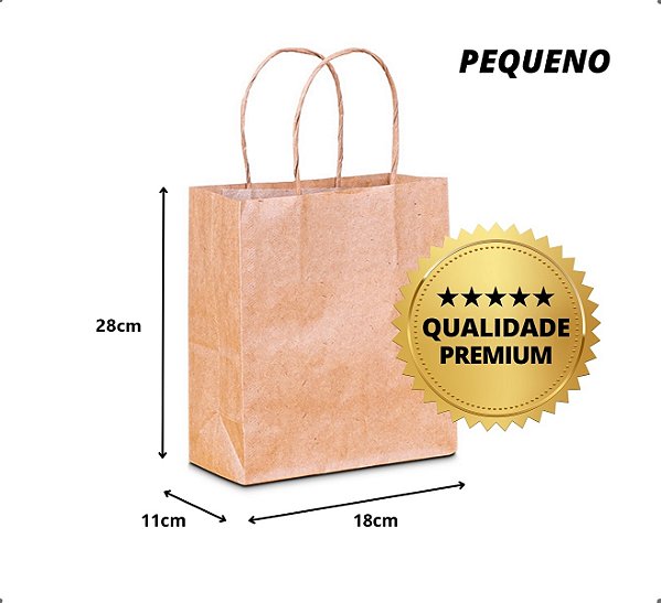Sacola Kraft Sem Impressão PEQUENO 18x11x28cm | 50 Unidades
