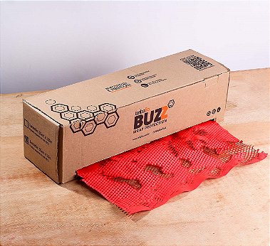 Papel Kraft Colmeia Buzz Vermelho 50cm x 50m rende 80m