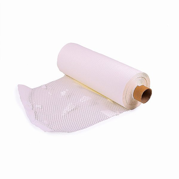 Papel Kraft Colmeia Buzz Branco 50cm x 250m rende 400m | REFIL