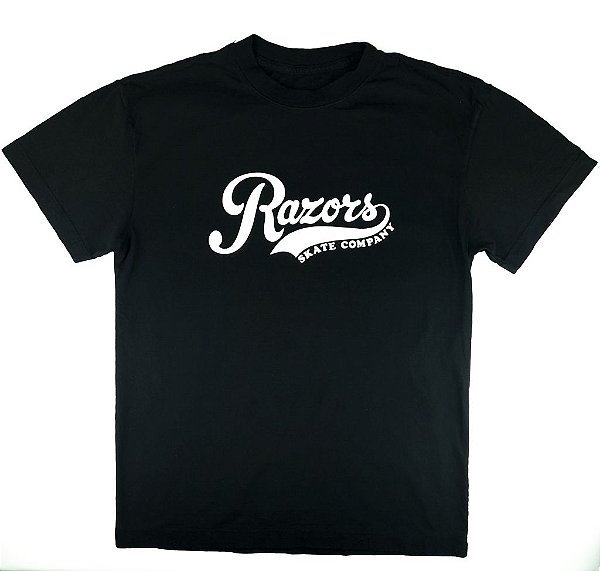 Camiseta Razors Skate Company Preta com Brasão Branco