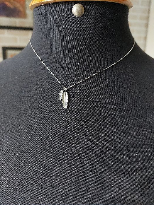 Colar Duas Peninhas - prata 925 -  ZP