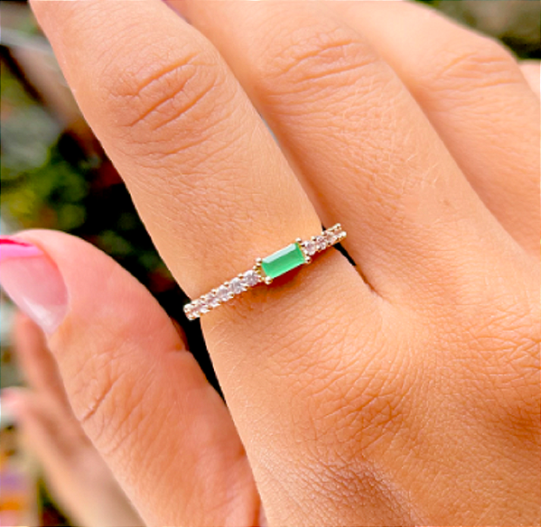 Anel solitário baixo Esmeralda Fusion - SP