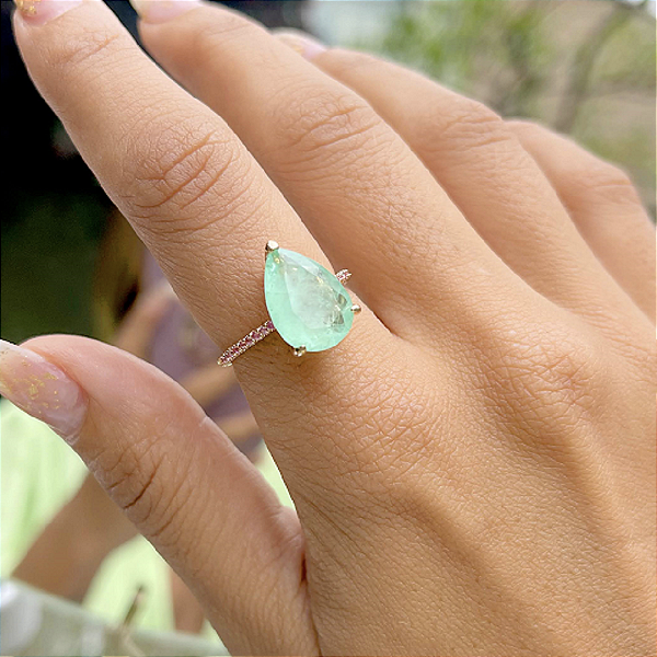 Anel Drops  gota Esmeralda Colombiana Fusion - SP