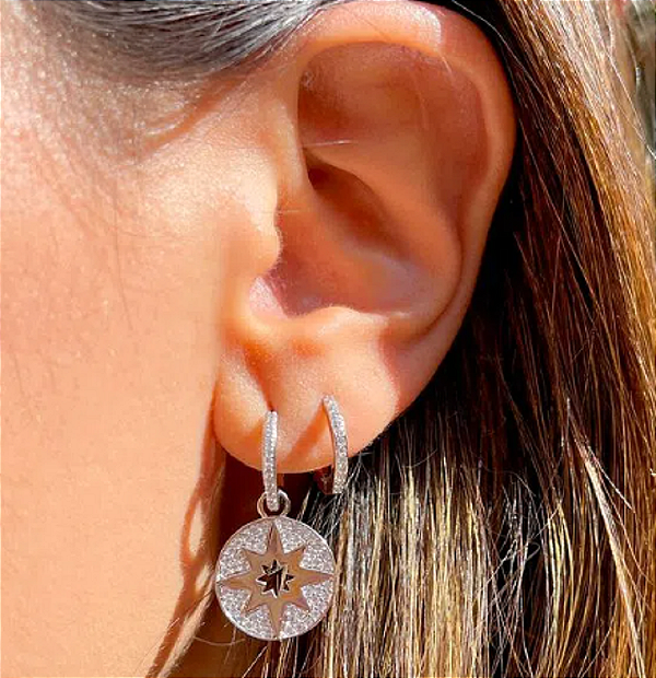 Brinco Argola Mandala Estrela Brilhante - SP