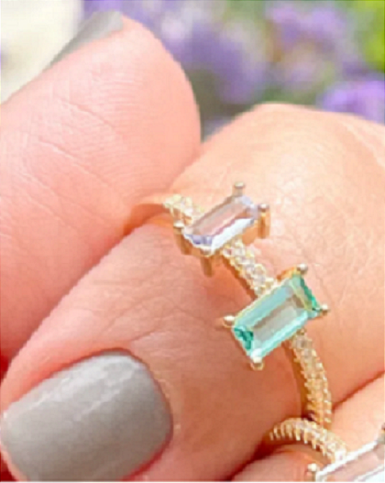 Anel delicado Retângulos -  SP