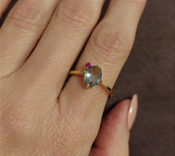 Anel Cristal London Blue Oval -  SP