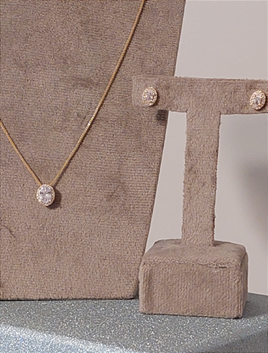 Conjunto Clássico Oval  - colar e brinco ZP