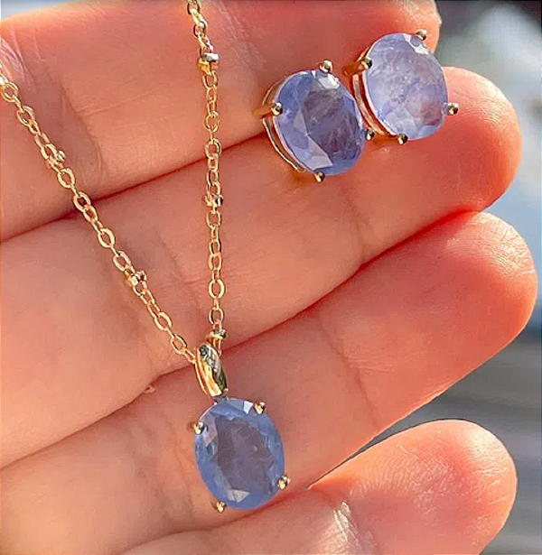 Conjunto colar e brinco Tanzanita - SP