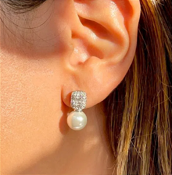 Brinco Clássico Pérola - Prata -  SP