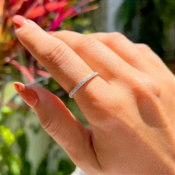 Aliança de Prata com Zircônias Trilho - SP