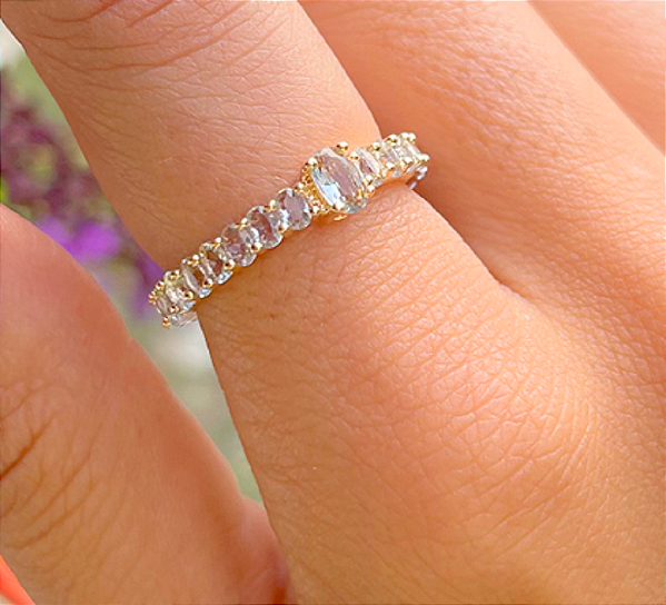 Aliança Cristal Topázio Azul - SP