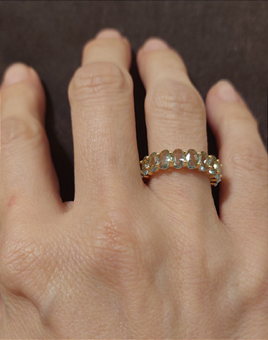 Aliança Cristal Topázio Azul - Média - SP