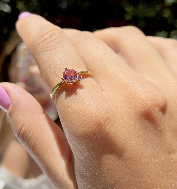 Anel Cristal Turmalina Rosa fusion - SP