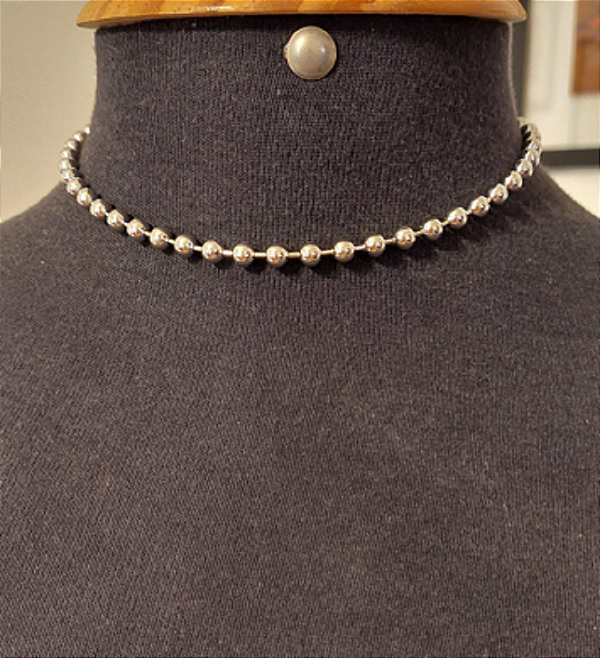 Choker Bolinha - Rodium Branco -  TM