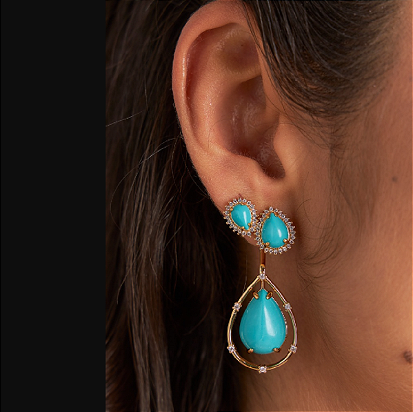 Brinco 3 turquesas - ZP