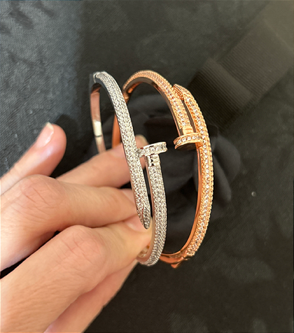 Bracelete Prego duplo -  rosê e branco ADH