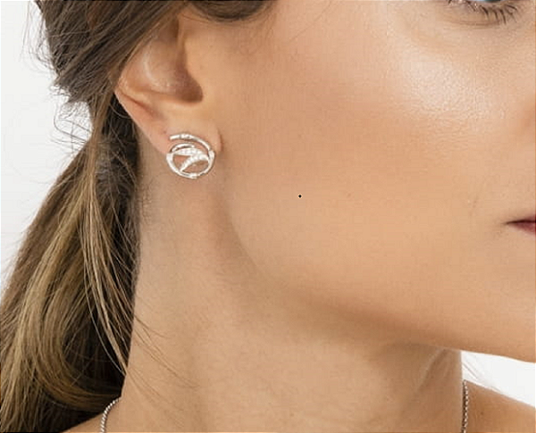 Brinco Bambu - rodium  -  ZP