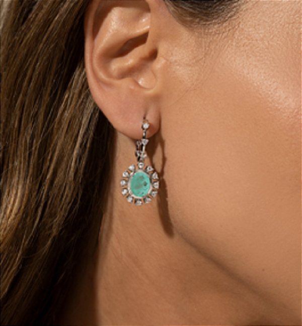 Brinco Vintage Turmalina Fusion Rodium  -  SP