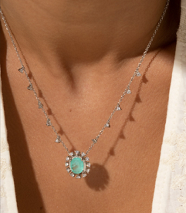 Colar Vintage Turmalina Fusion Rodium  -  SP