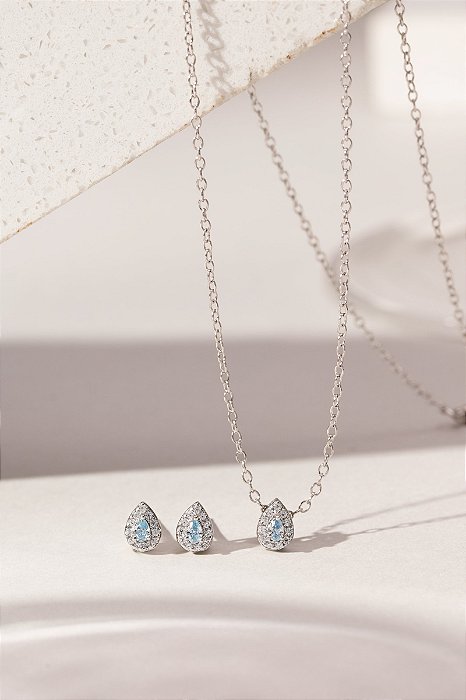 Conjunto Colar e Brinco Ice - Prata - SP