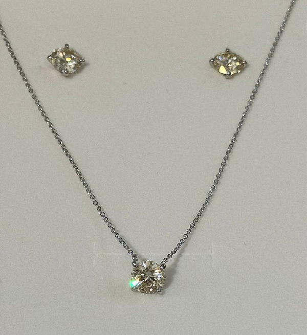 Conjunto Brinco e Colar Moissanite - 2 cts
