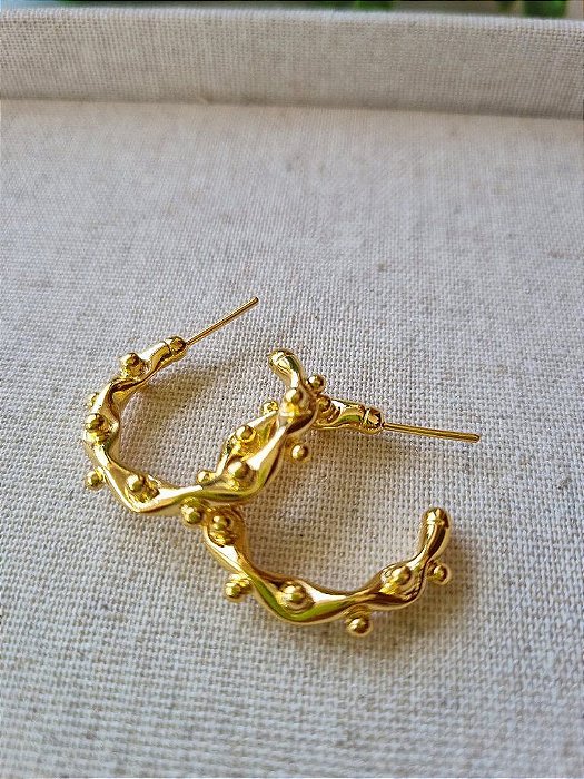 Brinco Argola Bolinha Ouro