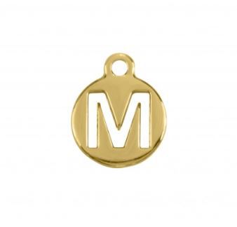 Pingente Letra M 16mm Ouro (un)