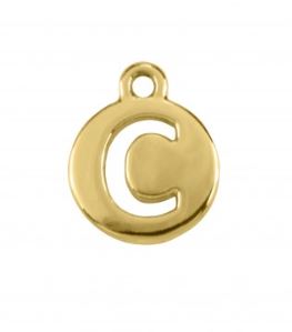 Pingente Letra C 16mm Ouro (un)
