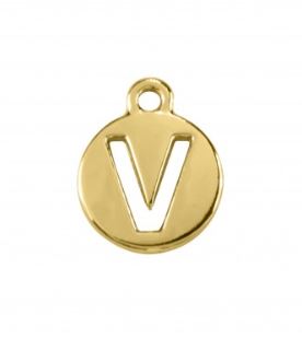 Pingente Letra V 16mm Ouro (un)