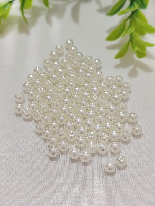 Pérola de ABS 6mm Marfim  (20gr -Aproximadamente 205un)