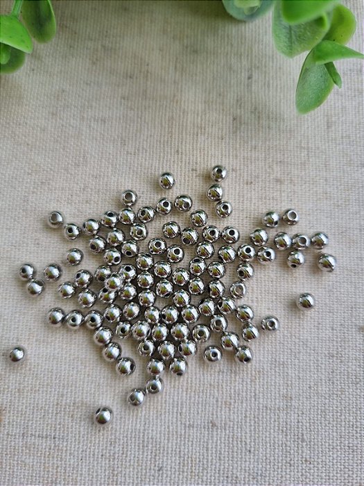Bolinha ABS 4mm Níquel (10gr - Aproximadamente 280un)
