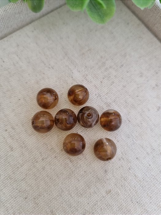 Bola Resina 10mm Marrom Mesclado (20gr - Aproximadamente 40un)