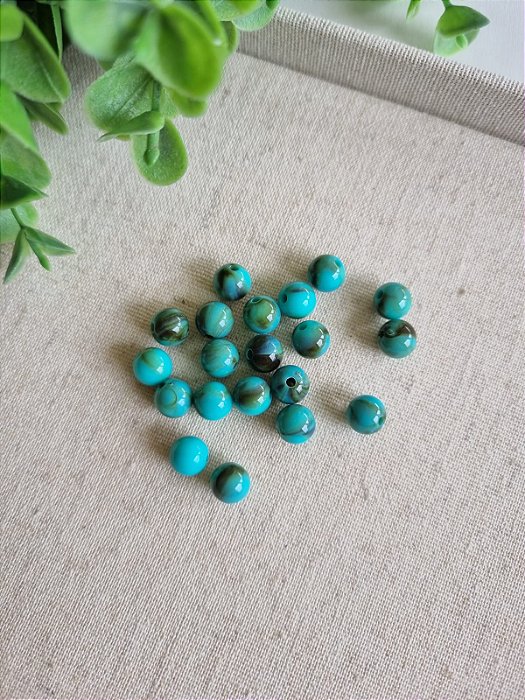 Bola Resina 8mm Turquesa Mesclado (20gr - Aproximadamente 70un)