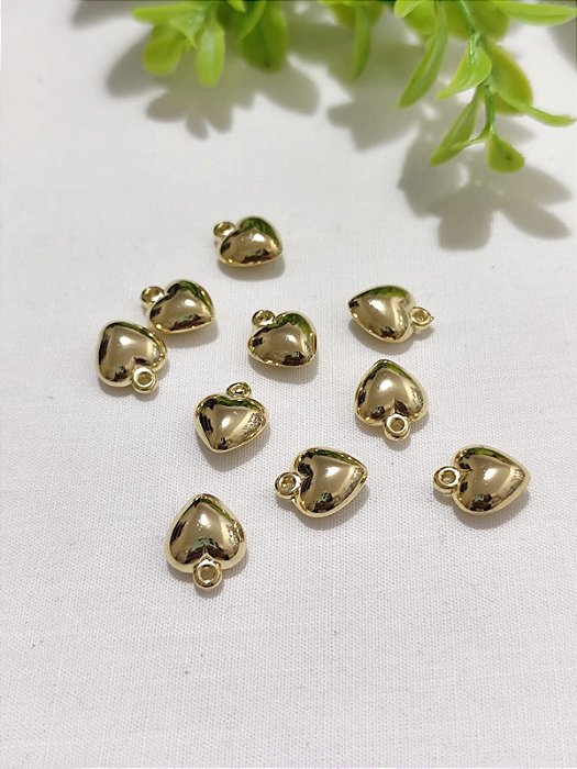 Pingente Coração 15mm ABS Ouro (10un)