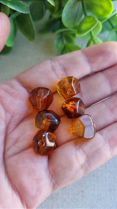 Conta de Resina Geométrica Tartaruga 13mm  (6un)