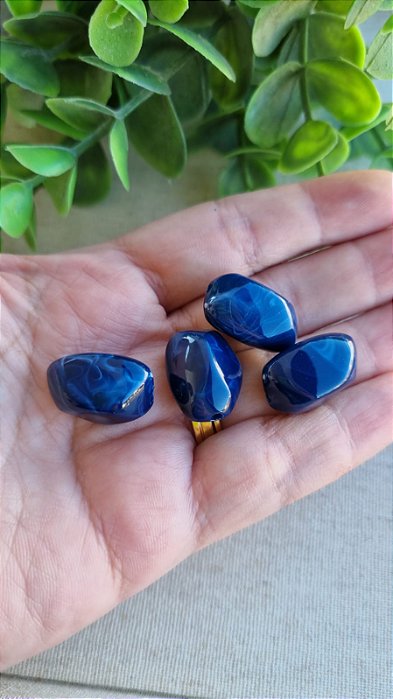 Conta de Resina Geométrica 20mm Azul Mesclado  (4un)