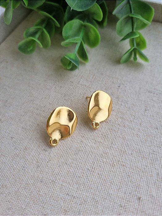 Pino de Brinco Martelado com 1 saída Ouro 20mm (Par)