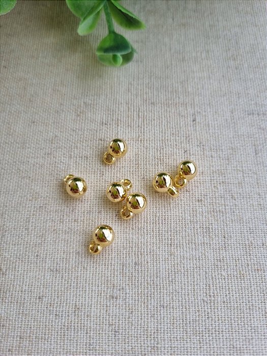 Pingente Bolinha 6mm ABS Ouro (20un)