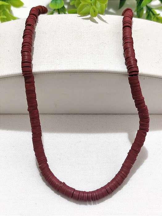 Disco de Fimo Emborrachado 6mm Marsala (1 fio -Aproximadamente 400un)