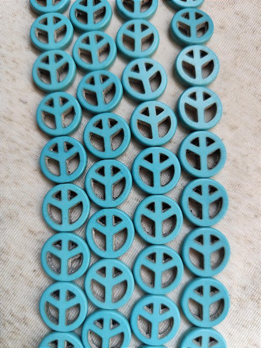 Howlita Símbolo da Paz Turquesa 10mm (5 un)