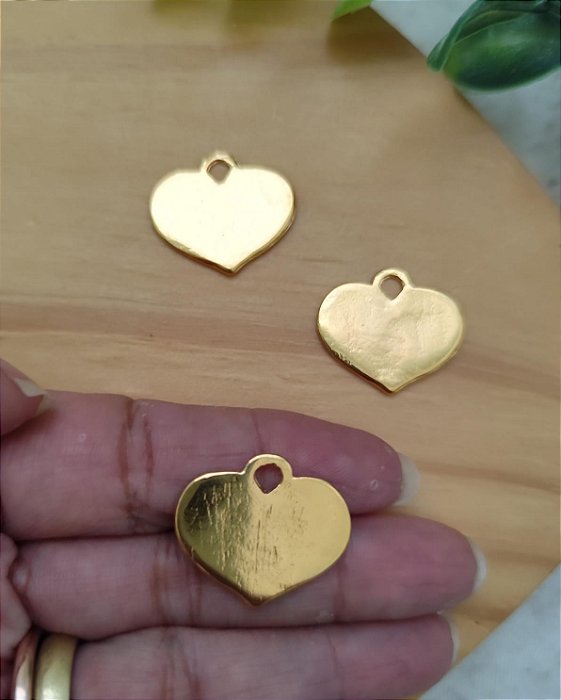 Pingente Coração Liso  24mm Ouro (UN)