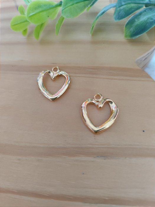 Pingente Coração Vazado 20mm Ouro (UN)