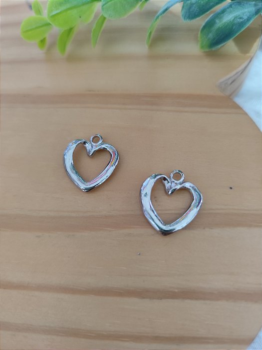 Pingente Coração Vazado 20mm Níquel (UN)