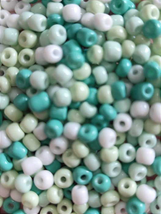 Miçanga Chinesa nº 6 Colorida com Verde 4.1mm (20gr)