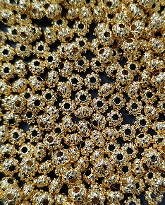 Pitanga ABS 6mm Ouro Furo Passante (10gr - Aproximadamente 134un)