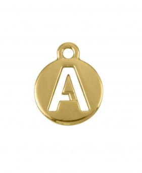 Pingente Letra A 16mm Ouro (un)